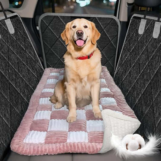 Thickened Dog Bed for Car Back Seat, Upgraded Bottom Non-Slip, Fits Hard Bottom car seat Cover for Dogs, Premium Mixed Color, Dog Car Seat Cover