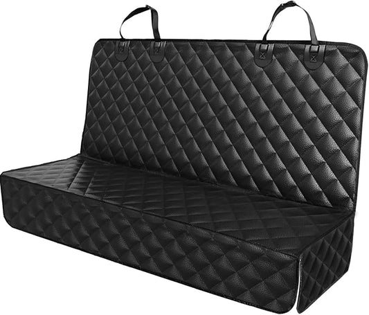 PETICON Dog Car Seat Cover for Back Seat, PU Leather Waterproof Bench Seat Cover, Scratchproof Pet Seat Cover Protector, Non-Slip & Durable Rear Seat Cover for Cars, Trucks and SUVs
