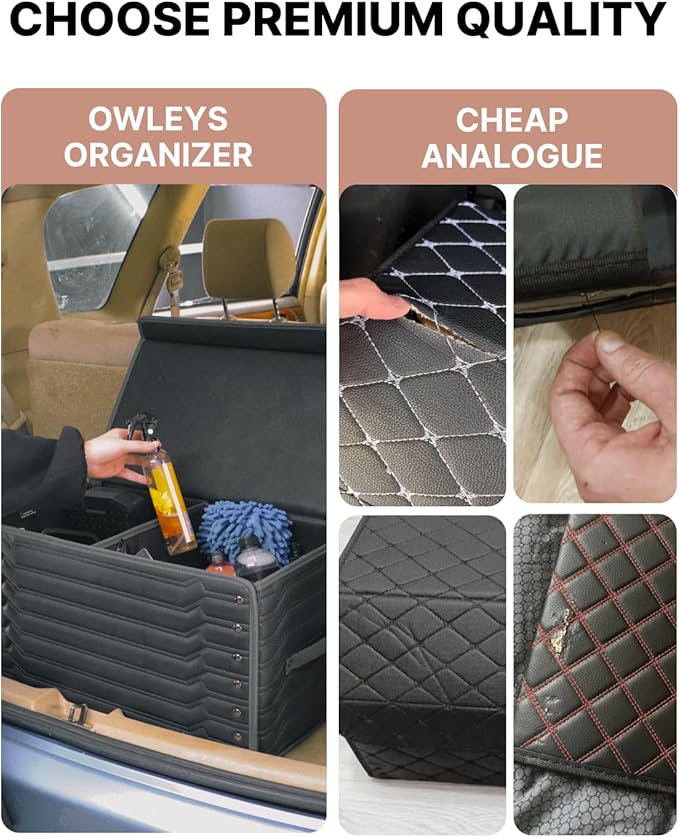 Owleys Car Trunk Organizer For Shoes - Storage Crate For SUV, Sedan Or Truck - Foldable Cargo Bin For Travel Gear & Sports Kits - Practical Holiday Gifts For Drivers (Highway 21.6 inch)