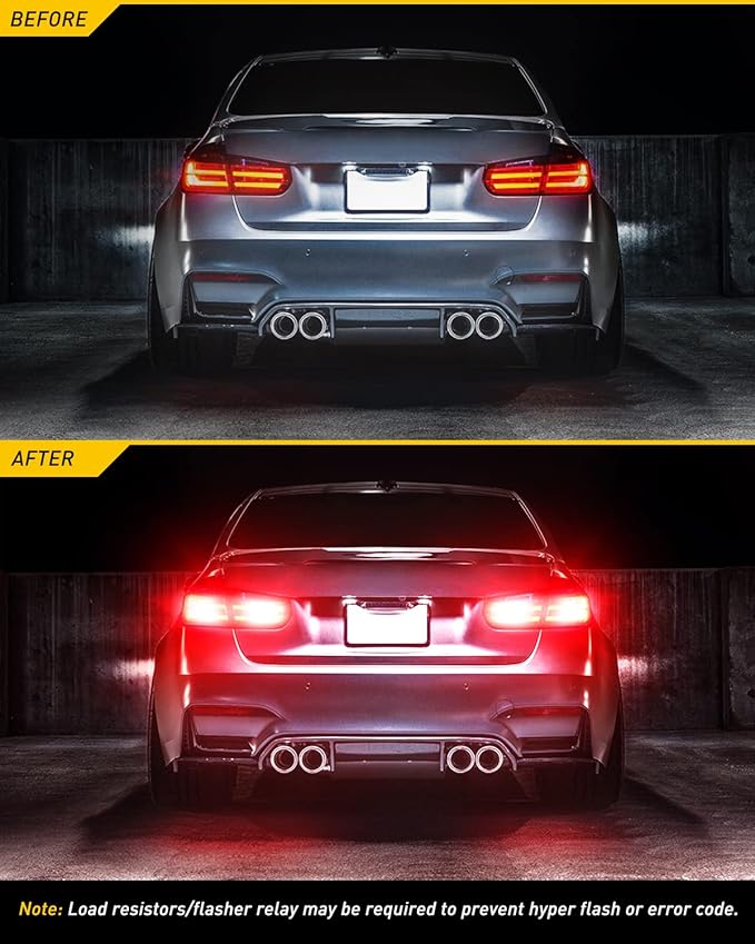 AUXITO 1156 LED Bulb Red Super Bright 7506 BA15S P21W LED Replacement with Projector for Taill Brake Backup Reverse DRL Signal Parking Lights, Pack of 2