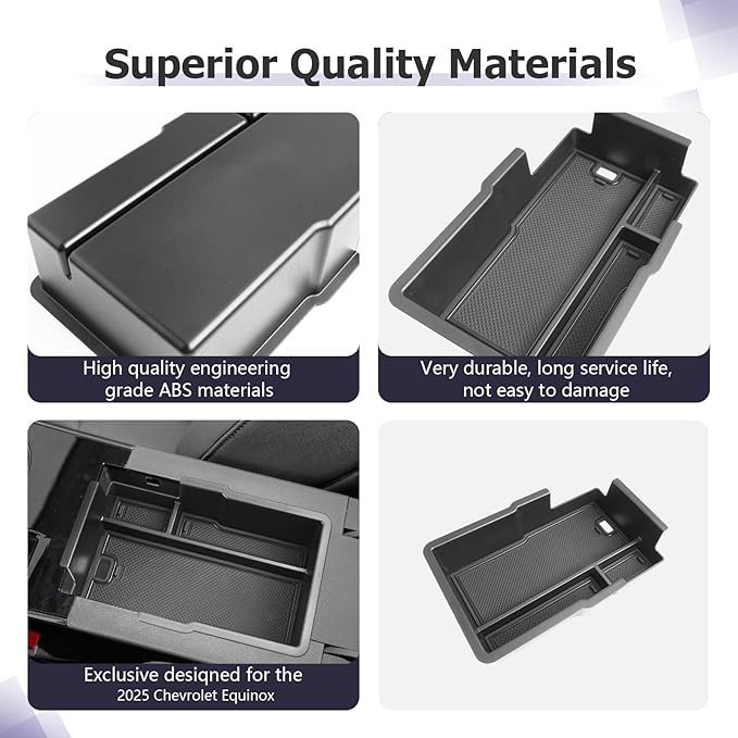LUWU 2025 Equinox Center Console Organizer Compatible with 2025 Chevrolet Equinox Accessories Under Console Tray Armrest Console Organizer Equinox 2025 Accessories 2Pack (Not for EV Model)