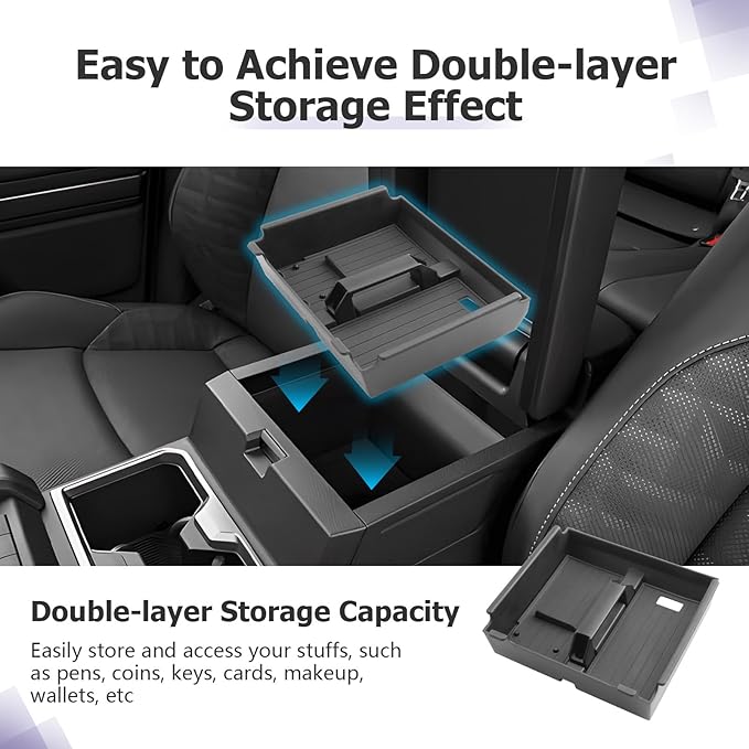 LUWU Center Console Organizer Compatible with 2025 Toyota 4Runner (6th Gen) Interior Accessories Armrest Storage Box Glove Organizer Tray Insert ABS Material 2025 4Runner Accessories with Handle