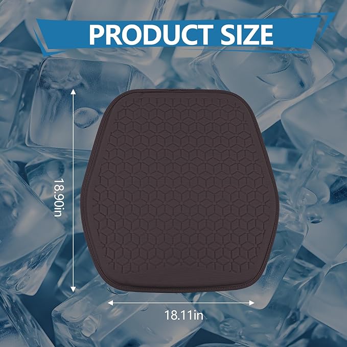 wuyaoyao Thin Gel Car Seat Cushion, Breathable Cooling Seat Cushions for Cars, Non-Slip & Comfortable Automotive Front Seats Cushion Pad for Driver, Chair Protector for Vehicle, Home, Office (Coffee)