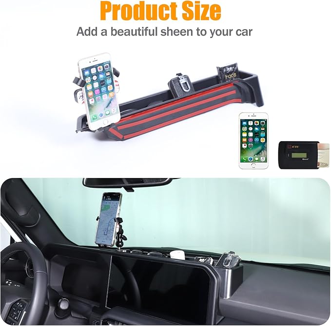 LLKUANG Center Console Dash Organizer Tray Compatible with Toyota Land Cruiser 250 Prado 2024 2025+ Navigation Screen Rear Insert Auxiliary Storage Box,Phone Holder Accessories (Style C)