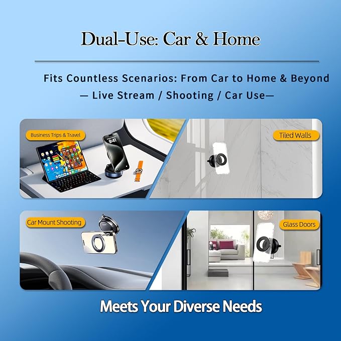 Super Stable Car Mount, Universal Aluminum Alloy Holder for Dashboard & Tesla Screen - Fits iPhone 12/13/14/15/16/17 Pro Max Series, Android Smartphones & All Phones