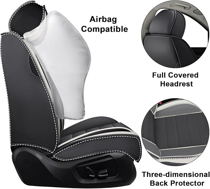 2 Seat Covers for Audi A4 2002-2026 Breathable Car Seat Covers,Anti-Slip Waterproof Car Seat Protectors with Airbag,Automotive Vehicle Cushion with Storage Pockets (Standard,Gray)