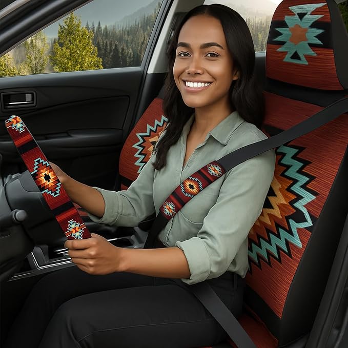 10 Pcs Brown Universal Car Seat Covers Full Set, Breathable & Washable Car Seat Covers Full Sets, Fashionable Printed Covers for Cars Interior, Universal Fit