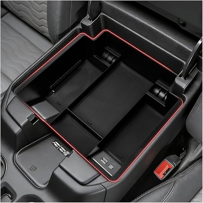 Autorder Center Console Organizer for 2022-2026 Chevy Chevrolet Silverado&Sierra 1500/2024-2026 Silverado&GMC Sierra 2500HD/3500HD Accessories Armrest Storage Box(Only Fit Full Console w/Bucket Seats)