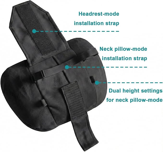 2PCS Car Pillow for Car Neck Pillow for Driving Seat Lumbar Support Soft Cushion with Extra Filling Accessories Back Support for Travel Nap and Trips Sleeping(Black, Head)