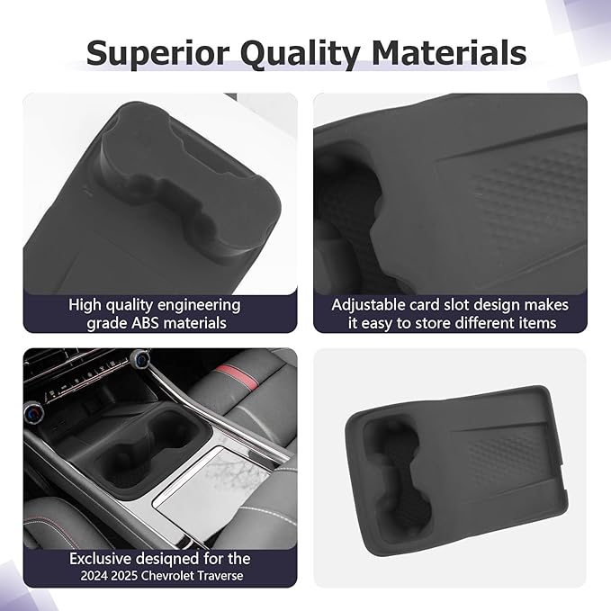 LUWU 2025 2026 Traverse Center Console Cup Holder Compatible with 2024 2025 2026 Traverse Accessories Center Console Cup Holder Silicone Protection Pad 2025 2026 Traverse Interior Accessories Black