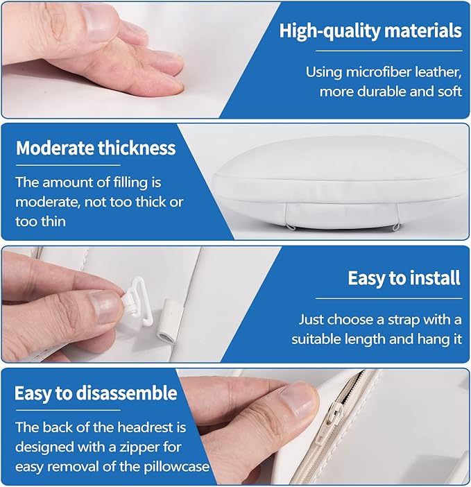 2 Pack Car Headrest Neck Pillow Fits for Tesla Model 3 Model Y S X & Cybertruck Accessories,Car Seat Pillow Head Neck Rest Cushion(Upgrade White)