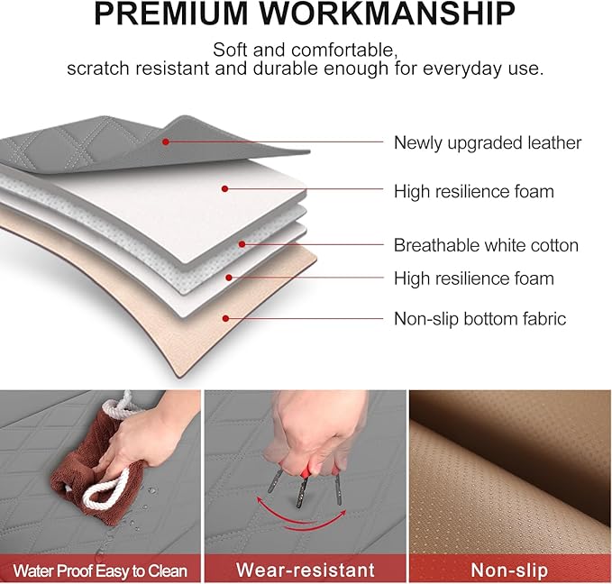 1 Pack Leather Front Car Seat Cover Bottom Car Seat, Anti-Slip and Full Wrap Driver Car Seat Protectors, Luxury Waterproof Bottom Auto Seat Cushion Pad Mat for Most Vehicles(Gray)