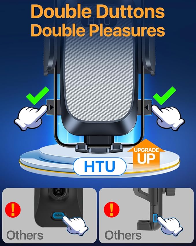 HTU 2026 Ultimate Best【True Military-Grade & Safety Cert】Car Phone Holder【Upgraded 360 Rotation & 100+LBS Strongest Suction】5-in-1 Truck Windshield Dashboard Vent Mount Stand for iPhone Android, Grey