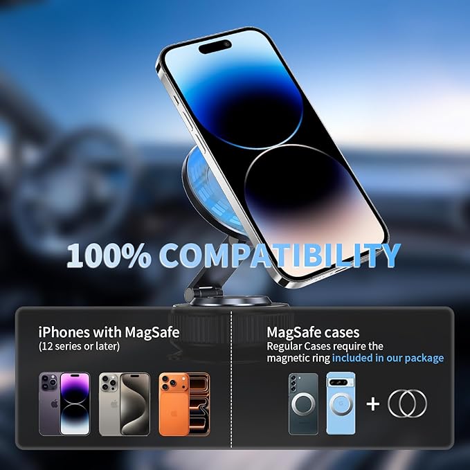 Car Phone Holder, 360°Adjustable Magnetic Phone Holder for Car,Super Magnetic Suction Cup Phone Mount,Phone Holders for Your Car for iPhone 17 Pro Max 16 15 14 13 12 Air Plus