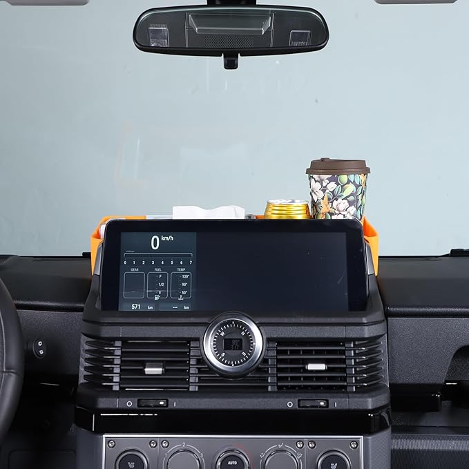 Center Console Dash Organizer for INEOS Grenadier 2020-2025 Accessories, Dashboard Organizer Tray, Navigation Screen Rear Stroage Tray, Dash Panel Insert Behind Screen Silicone Stroage Pallet (Yellow)