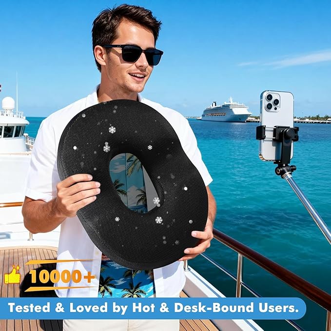 Niceeday Donut Pillow for Office Chair Seat Cushion for Car, Cooling Gel Memory Foam Cushion for Wheelchair Kitchen Chair Driving Desk Chair, Car Seat Cushion Chair Cushions for Sciatica Pain Relief