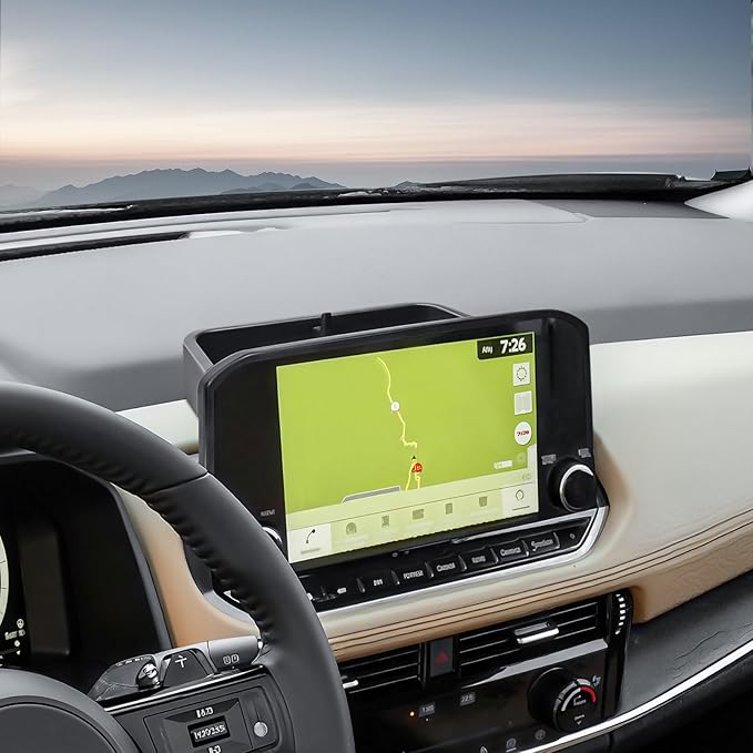 Dash Storage Tray Compatible with 2021-2023 Nissan Rogue SL/Platinum Interior Accessories Center Console Dashboard Organizer Mount Holder Storage Tray Behind Screen (ONLY for 9 Inch), Black