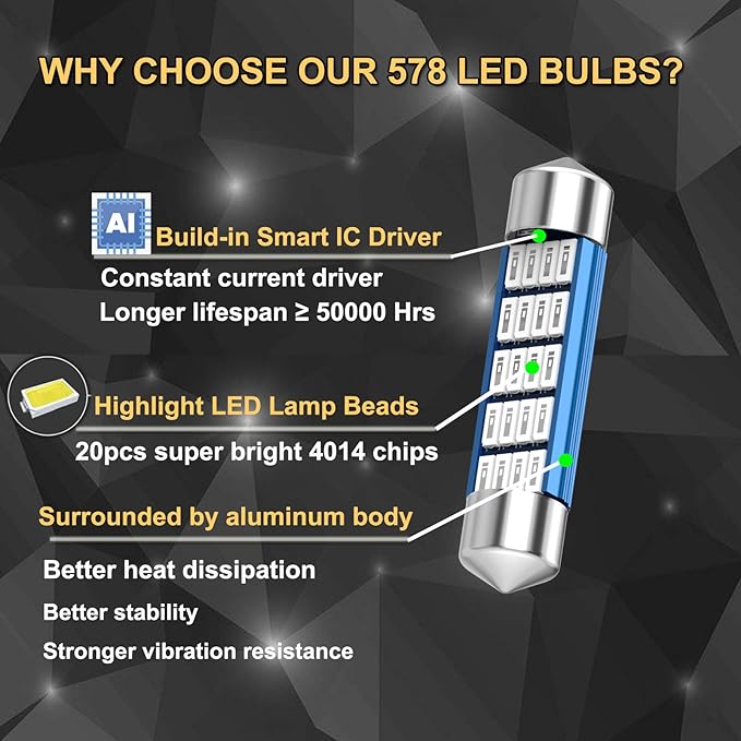 XINYANG 2PCS 578 Festoon LED Car Bulb 41mm 42mm 1.65in 211-2 Led Light Bulb Extremely Bright 20-SMD 4014 Chipsets Canbus Error Free 212-2 LED Lamp for Car Map Dome License Plate Lights,Red