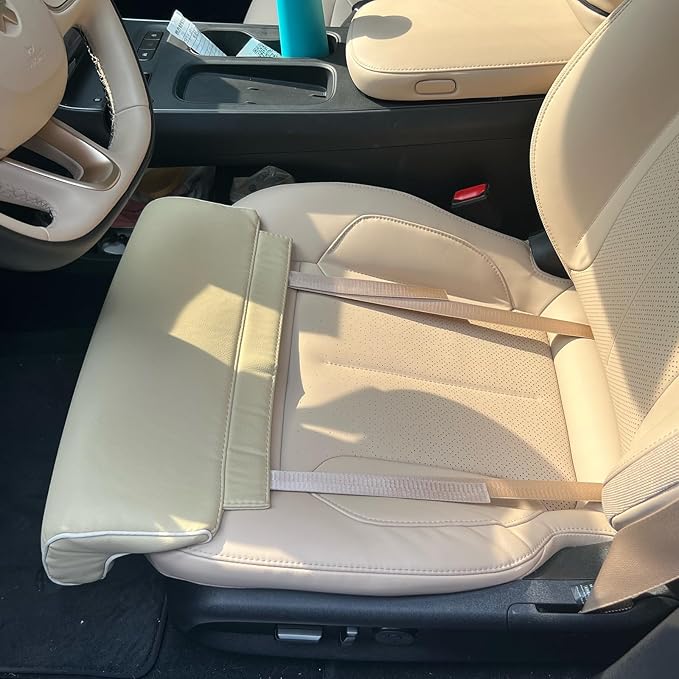 Car Leg Extender Leg Support Cushion for Car Driver Seat Office Chair, Universal Car Seat Extender Pad Leg Support Pillow for Cars Buses Trains Office Home (Beige)