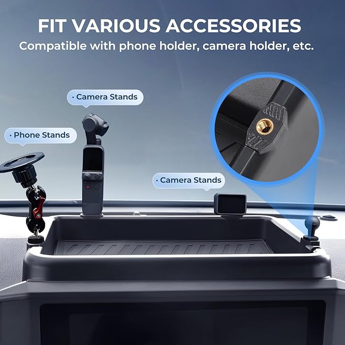 Dashboard Storage Tray Dash Organizer for Toyota Tacoma 2026 2025 2024 & 4Runner 2026 2025 (Only for 8 inch Screen), Interior Accessories Center Console Organizer Storage Tray, Black