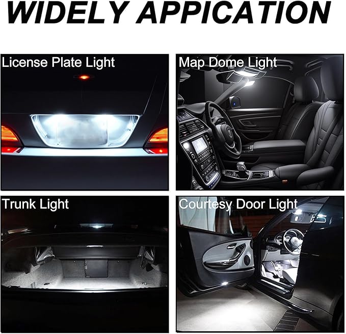 T10 194 168 Dash Instrument White LED Light Bulbs Bright Panel Gauge Cluster Dashboard LED Light Bulbs 10Pcs/Set (White)