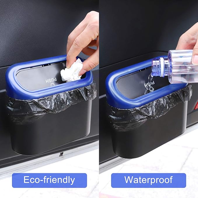 Accmor Car Trash Can with Lid, Waterproof Vehicle Trash Bin Car Dustbin Garbage Organizer Storage, 2 Pack Mini Garbage Bin Trash Container for Auto Cars, Home, Office