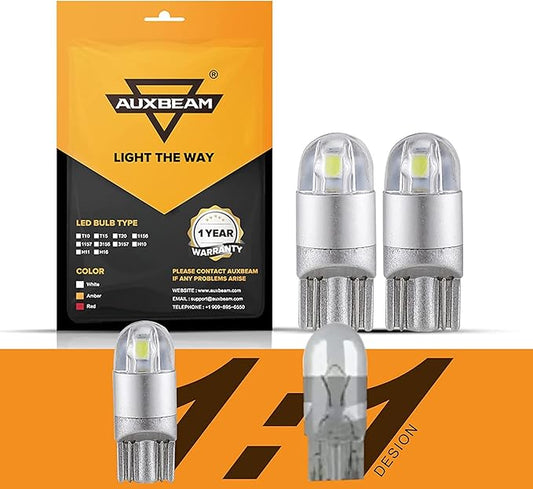 Auxbeam 194 LED Bulb, 168 T10 W5W Bulbs 6000K White, 3030 Chips T10 2825 Replacement Bulb for License Plate Lights, Dome Map Light, Courtesy Light Bulbs (2 PCS)