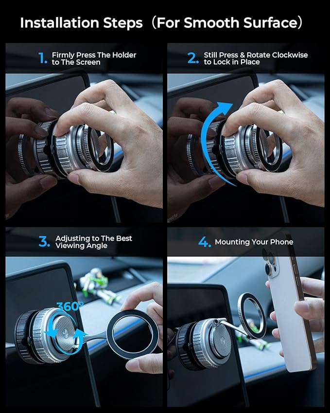 2026 Upgraded Vacuum Magnetic Car Phone Holder [89+LBS Suction/2800gf Magnet], Suction Cup Phone Mount, Ultra-Strong Magnetic Stand for Car/Mirror/Gym/Kitchen/iPhone17 16 15 14 13 12, Silver