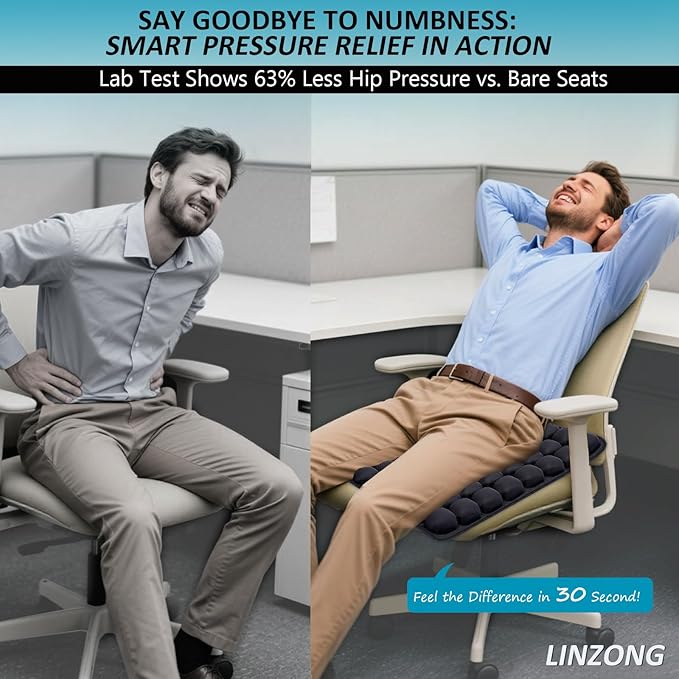 Travel Cushion Airplane Seat,Plane Seat Cushion for Long Flights,Portable Inflatable Seat Cushion for Air Travel,Office,Car and Wheelchair,Comes with Air Pump and Storage Bag