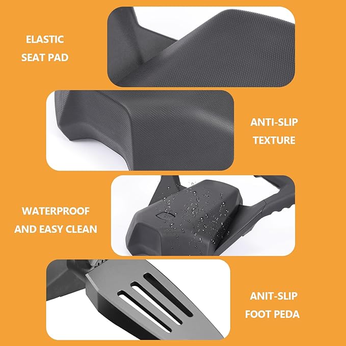 Rear Passenger Seat, Soft Seat Pad with Grap Handles with Right and Left Side Passenger Footpeg Kit fits for Can-Am Ryker Ryker 600 900 (MAX Mount 219400800 Required)