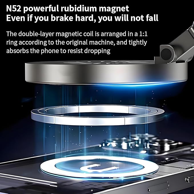 New Vacuum Magnetic Car Phone Holder 360° Rotation Upgraded Reinforced 98LBS Ultra Suction Cup & N52 Magnetic Force Car Mount for Mag-Safe Cell Phone Holders for Your Car/Gym/Mirror Mount