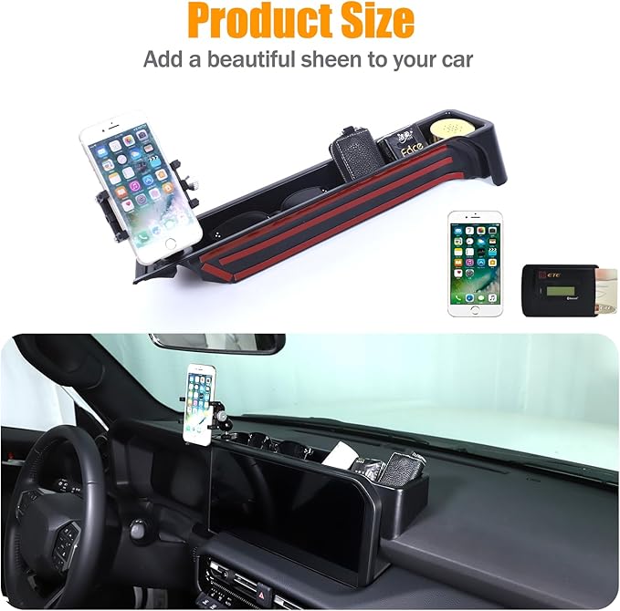 LLKUANG Center Console Dash Organizer Tray Compatible with Toyota Land Cruiser 250 Prado 2024 2025+ Navigation Screen Rear Insert Auxiliary Storage Box,Phone Holder Accessories (Style D)