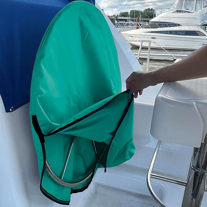 SavvyCraft Waterproof Boat Steering Wheel Covers, Heavy Duty Solution-Dyed 600D Fade-Resistant UV Protection Sailboat Yacht Marine Steering Wheel Protector Case, Vecro and Zipper Closure Teal 36"