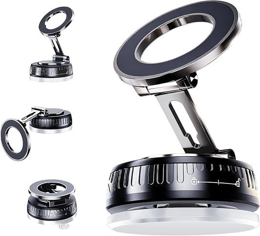 2026 Upgraded Magnetic Car Phone Mount for MagSafe: 360° Rotatable Adjustable Holder with 180+LBS Strong Suction Cup & 3800gf Magnet, Compatible with iPhone 17/16/15 Series & Android Devices