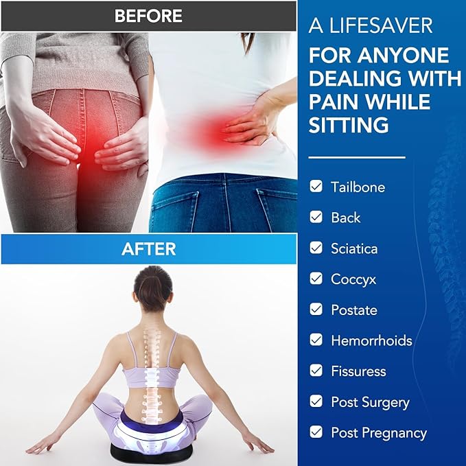 Niceeday Donut Pillow for Office Chair Seat Cushion for Car, Cooling Gel Memory Foam Cushion for Wheelchair Kitchen Chair Driving Desk Chair, Car Seat Cushion Chair Cushions for Sciatica Pain Relief