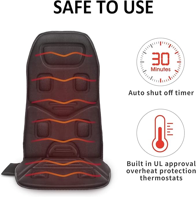 COMFIER Vibration Back Massager Seat Cushion with Heat,10 Motors Massage Chair Pad,Chair Massager for Pain Relief at Office/Home,Valentine’s Day Gifts for Her Him