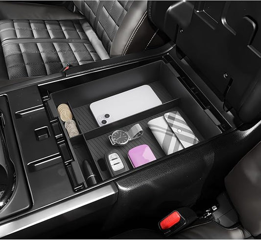 LUWU Titan 2025 Accessories Compatible with Nissan Titan 2020 2021 2022 2023 2024 2025 Center Console Organizer Armrest Console Storage Box Insert Tray ABS Material Black Coin Container Black