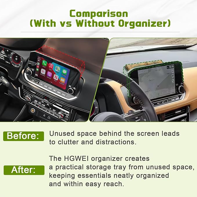 Dash Storage Tray Compatible with 2021-2023 Nissan Rogue SL/Platinum Interior Accessories Center Console Dashboard Organizer Mount Holder Storage Tray Behind Screen (ONLY for 9 Inch), Black