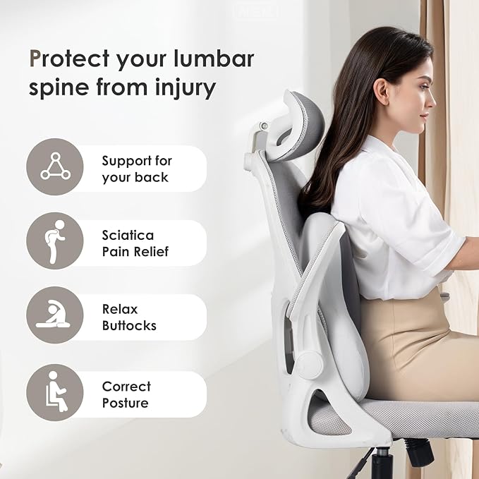 FLORICH 3 PCS Seat Cushion for Carseat Lumbar Support Pillow Car Neck Headrest Pillows Ultrathick Memory Foam Seat Pads Pressure Relief Back Cushion for Office Chair(Beige Grey)