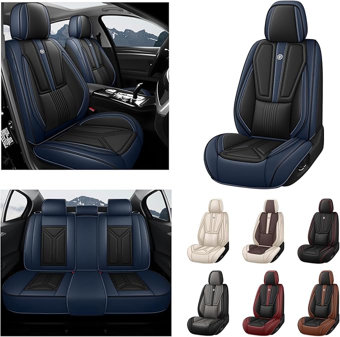 Car Seat Cover for Lexus RX 350 2007-2026,Leather Seat Cover for Car,Breathable Vehicle Cushions Cover Waterproof Protectors Seat Protector, (Full Set,Black&Blue)