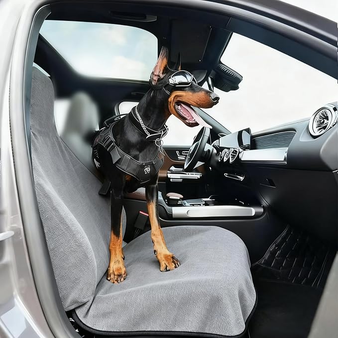 Universal Car Seat Cover Towel, Waterproof Washable Sweat Protection for Front Bucket Seats, Non-Slip Fit, Fits Cars SUVs Trucks, Ideal for Gym, Kids, Pets, Outdoor Sports, Travel (Gray, 2 Pack)