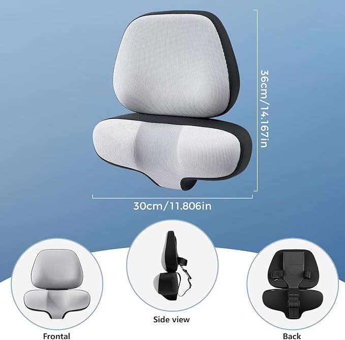 BEBAS Car Headrest Pillow for Neck Pain Relief with Adjustable Strap | Neck Pillow for Driving with Ergonomic Memory Foam | Head Neck Shoulder Trinity Support Design Car Rest Seat | Gray 1 Pack