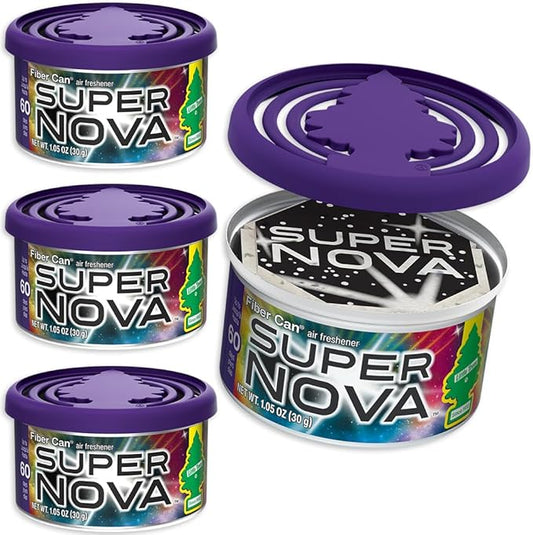 LITTLE TREES Car Air Freshener | Fiber Can Provides Long Lasting Scent for Auto or Home | Recycled Fiber | Supernova, 4 Air Fresheners