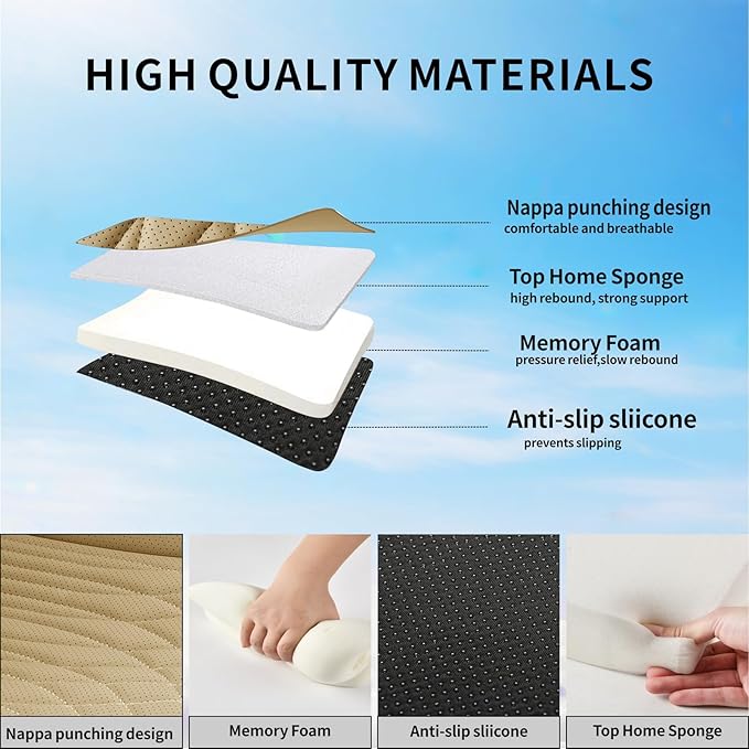 KAYI Car Seat Cover, Memory Foam Car Seat Cushion, Non-Slip Bottom Breathable Car Seat Cover, Relieve Tailbone Pain, Car Seat Protector, Suitable for 95% of Vehicles (Beige, 2 Pack)