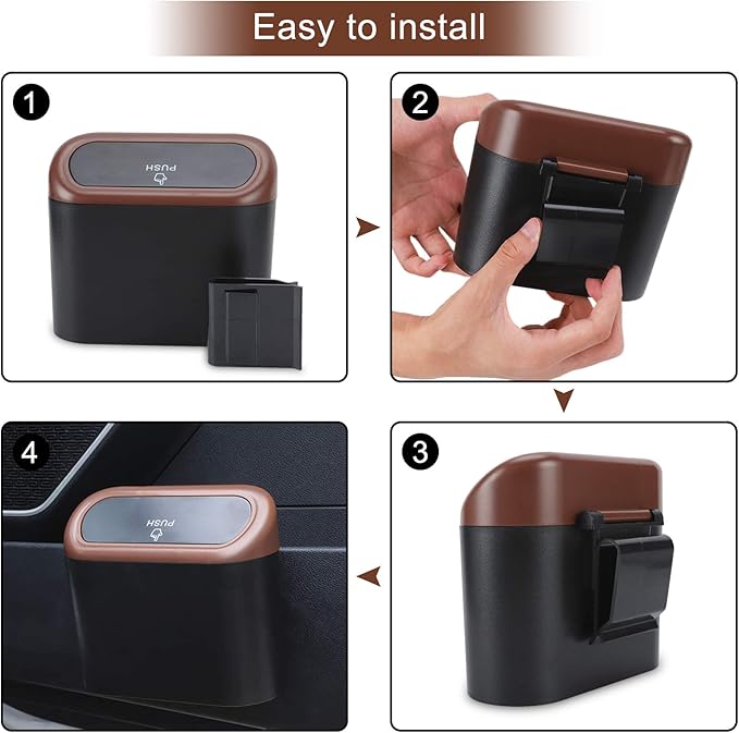 Accmor Car Trash Can with Lid, Leakproof Vehicle Trash Bin Auto Dustbin Organizer, Waterproof Mini Garbage Bin Trash Container with Garbage Bag for Automotive Car, Home, Office, Kitchen