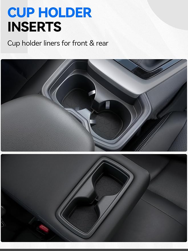 ELECFRESH 6PCS Center Console Organizer Tray for 2025 2024-2019 Toyota RAV4 Accessories, Armrest Storage Box, Driver Storage Drawer, Passenger Storage Mat Console Cup Holder Inserts for Toyota RAV4