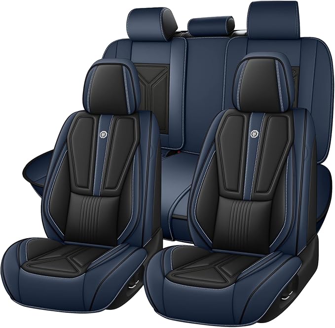 Car Seat Cover for Lexus RX 350 2007-2026,Leather Seat Cover for Car,Breathable Vehicle Cushions Cover Waterproof Protectors Seat Protector, (Full Set,Black&Blue)