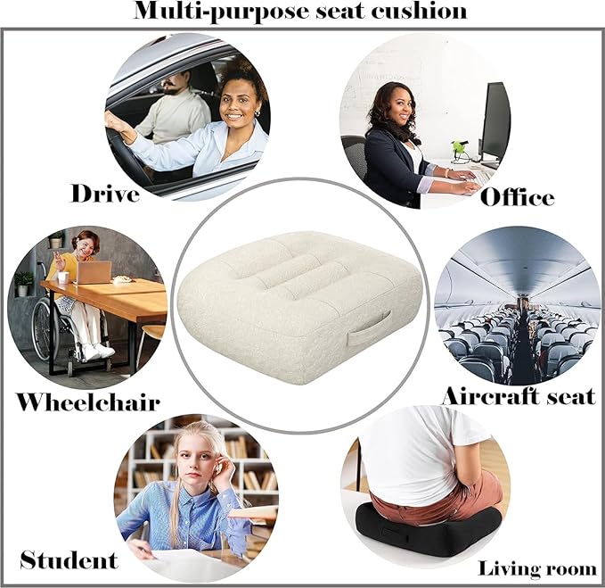 Adult car seat Booster for Height/Drivers seat Booster Cushion for Adults/Increase The Field of View by 12cm/ 4.7in,Butt Cushion for Office Chairs,for car/Office/Home/Wheelchair（Beige）