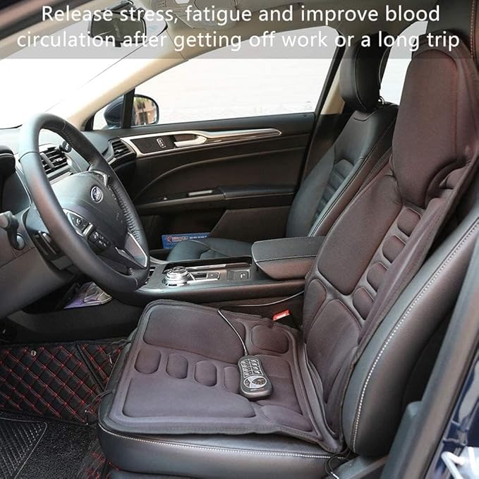 SLOTHMORE Back Massage Chair Pad, Back Massager with Heat for Pain Relief, Chair Massager for Full Body Massage, Deep Tissue Vibration Massger with 2 Adapters, Chair Massager for Office and Recliner