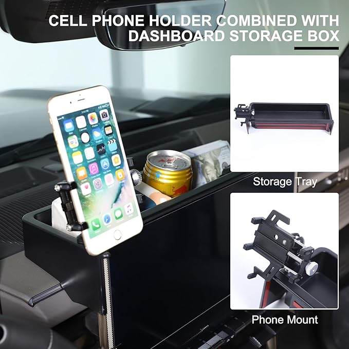 for Hummer EV Accessories Car Center Console Dashboard Storage Tray Phone Holder Mount,360 Degree Rotatable Phone Holder Stand Dash Box Organizer for Hummer EV SUV Pickup 2022-2024 2025 2026 (Style C)